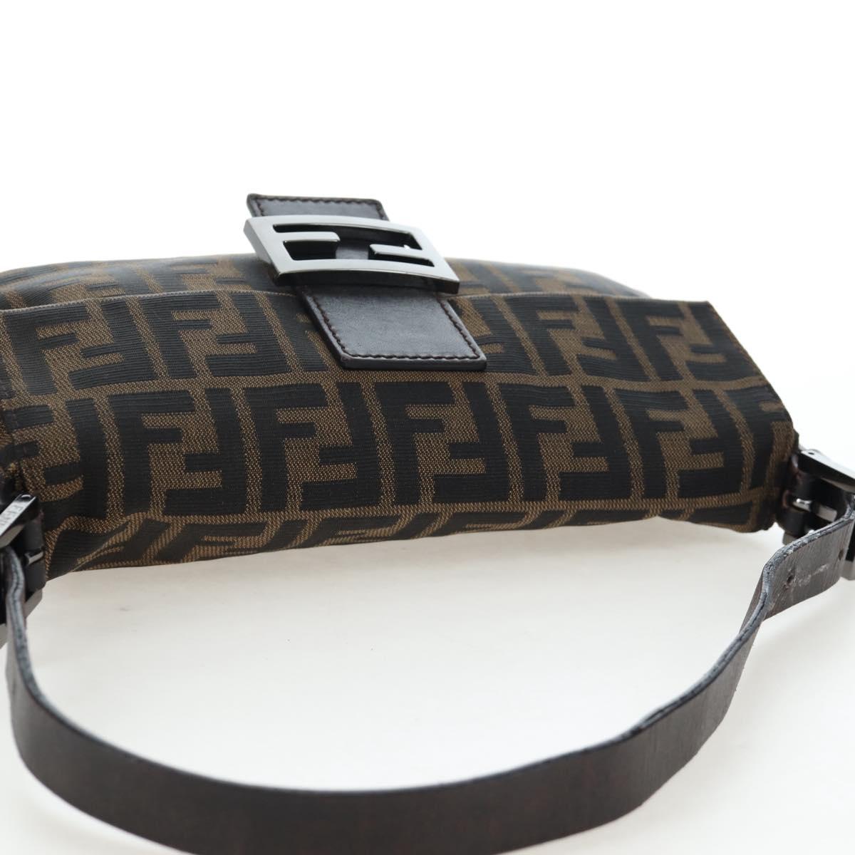 FENDI Zucca Canvas Mamma Baguette Shoulder Bag Brown Black Auth 192459M