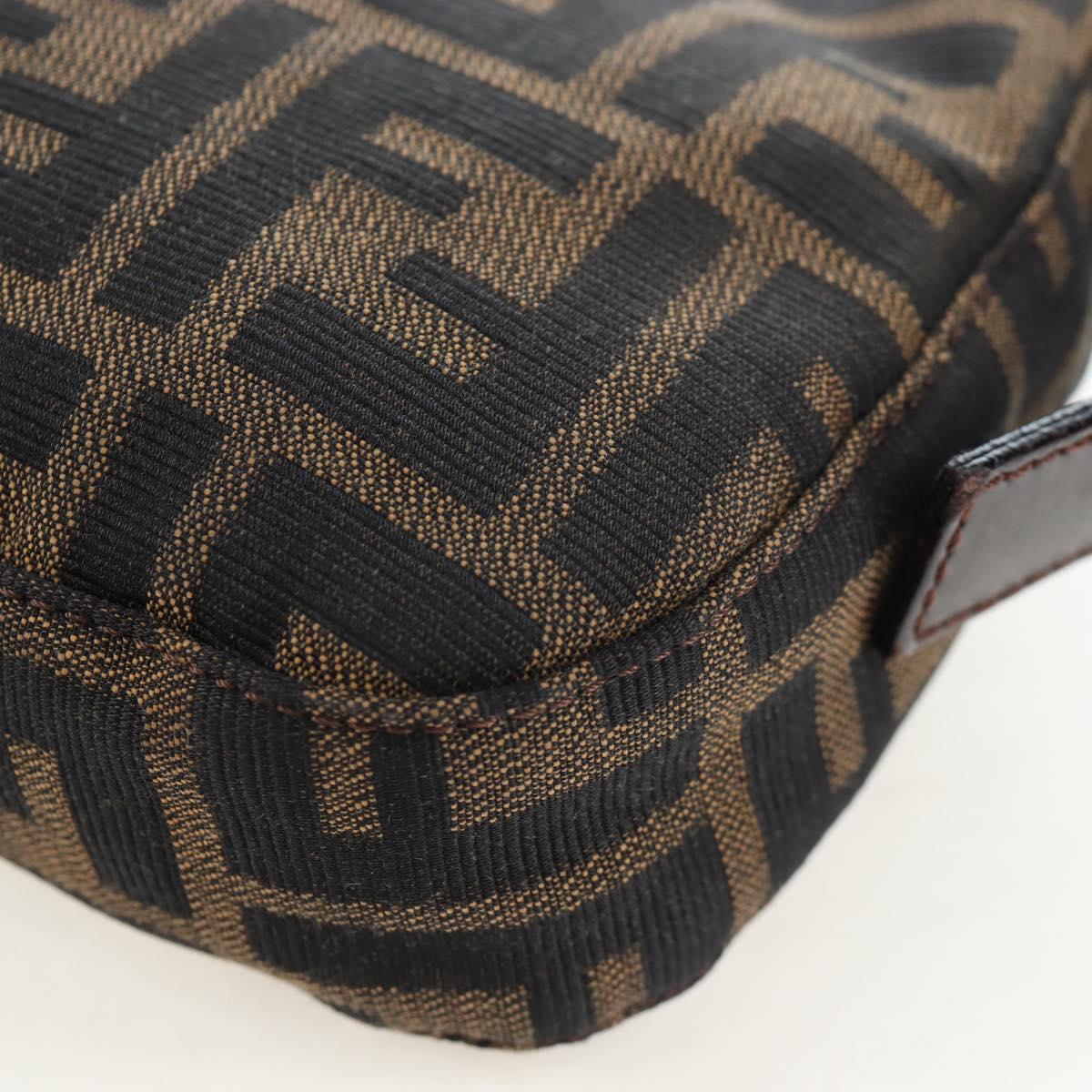 FENDI Zucca Canvas Mamma Baguette Shoulder Bag Brown Black Auth 192460M