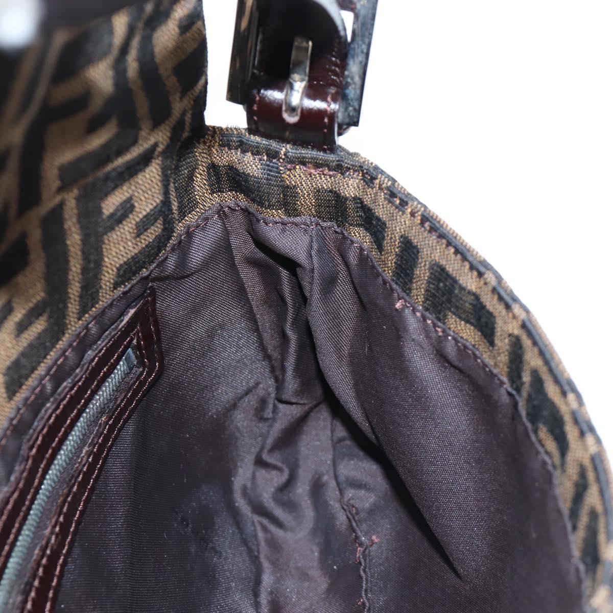 FENDI Zucca Canvas Mamma Baguette Shoulder Bag Brown Black Auth 192460M