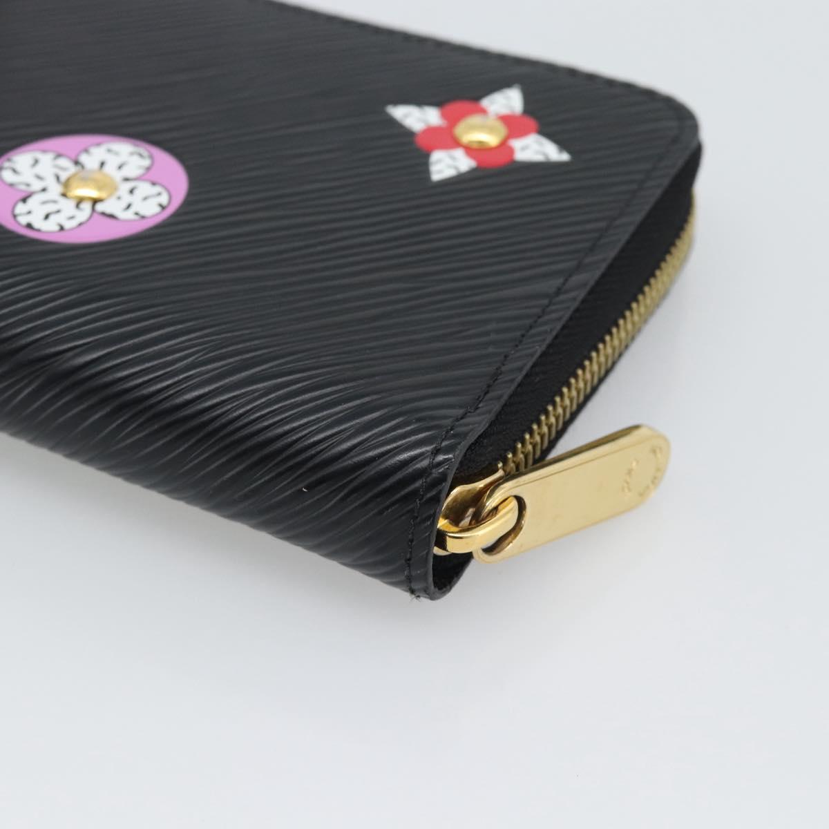 LOUIS VUITTON Epi Flower Zippy Wallet Long Wallet Black M62296 LV Auth 192465V