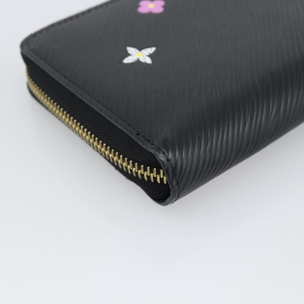LOUIS VUITTON Epi Flower Zippy Wallet Long Wallet Black M62296 LV Auth 192465V