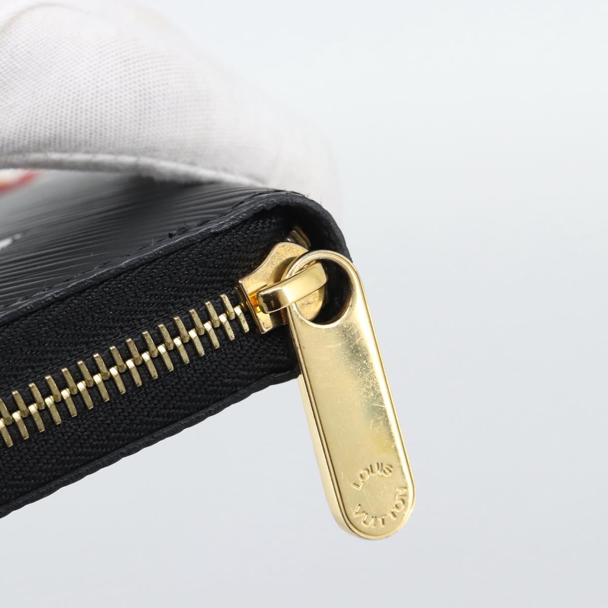LOUIS VUITTON Epi Flower Zippy Wallet Long Wallet Black M62296 LV Auth 192465V