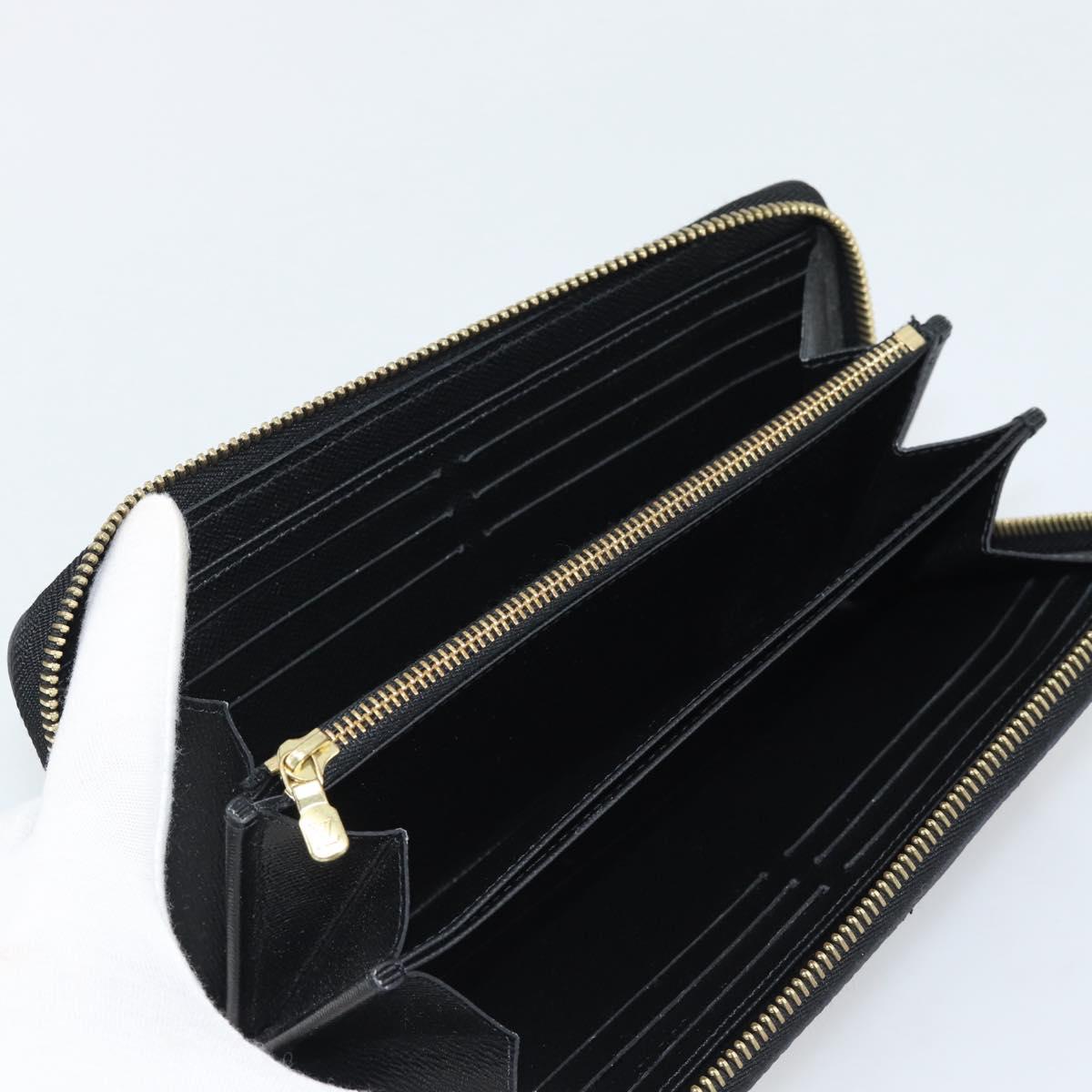 LOUIS VUITTON Epi Flower Zippy Wallet Long Wallet Black M62296 LV Auth 192465V