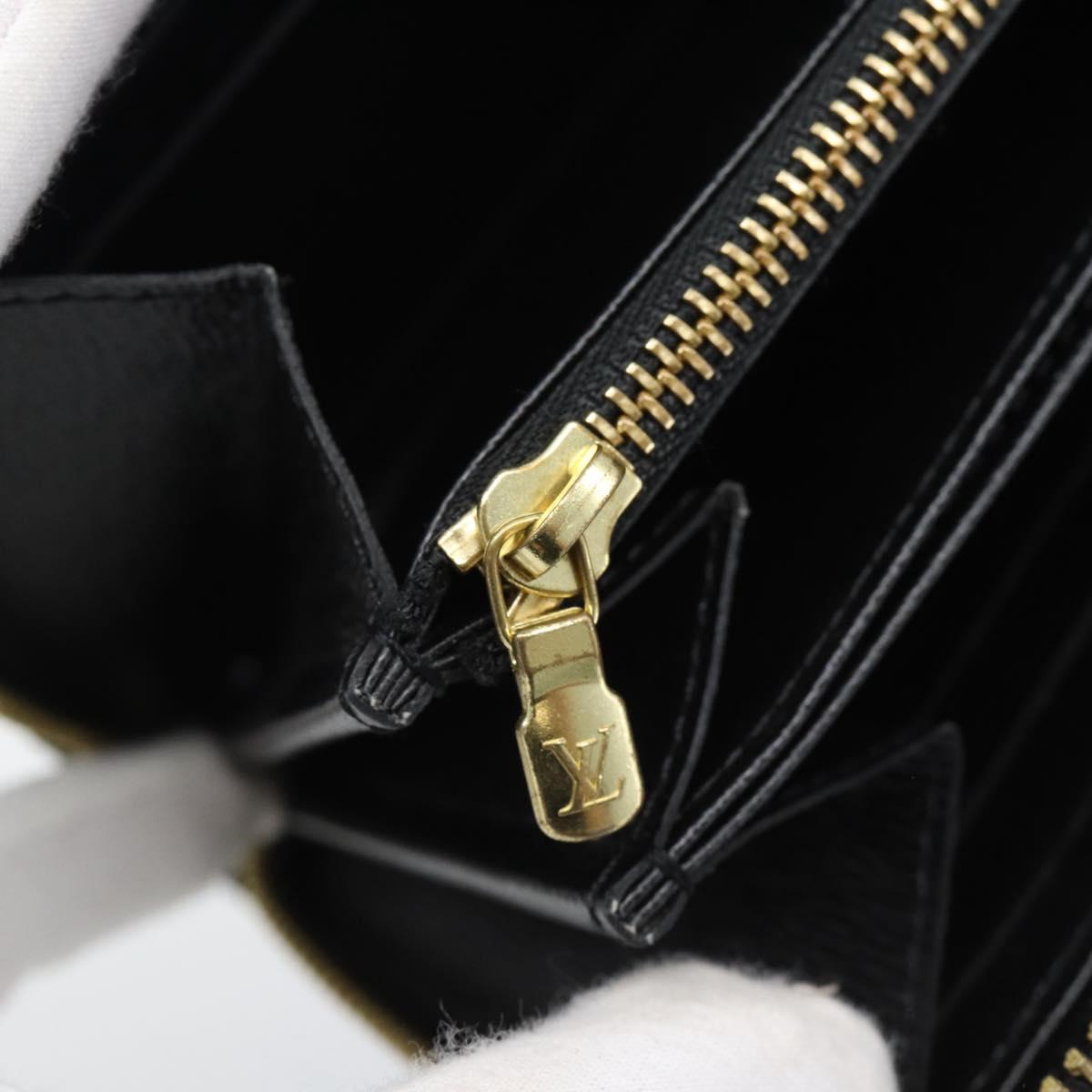 LOUIS VUITTON Epi Flower Zippy Wallet Long Wallet Black M62296 LV Auth 192465V