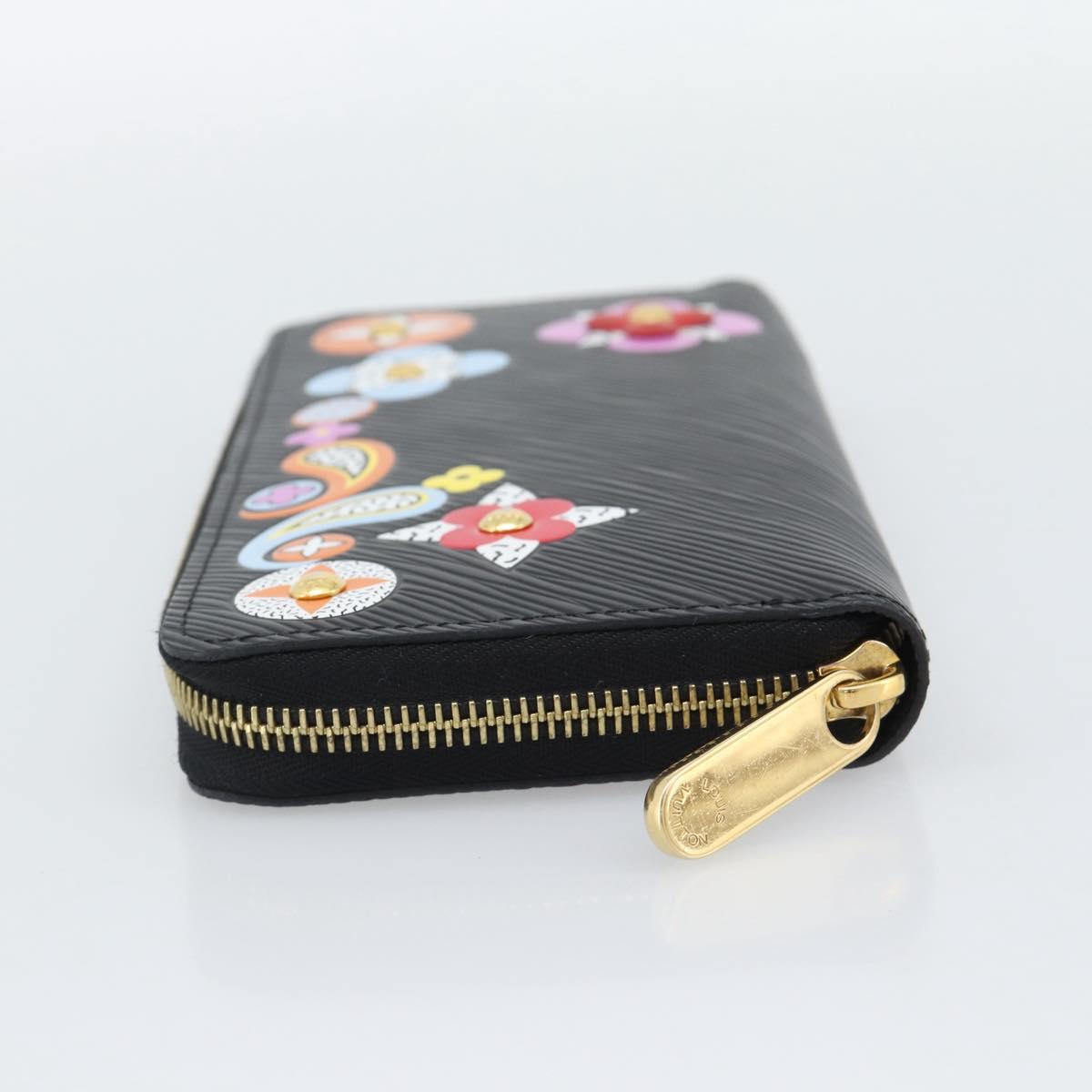 LOUIS VUITTON Epi Flower Zippy Wallet Long Wallet Black M62296 LV Auth 192465V
