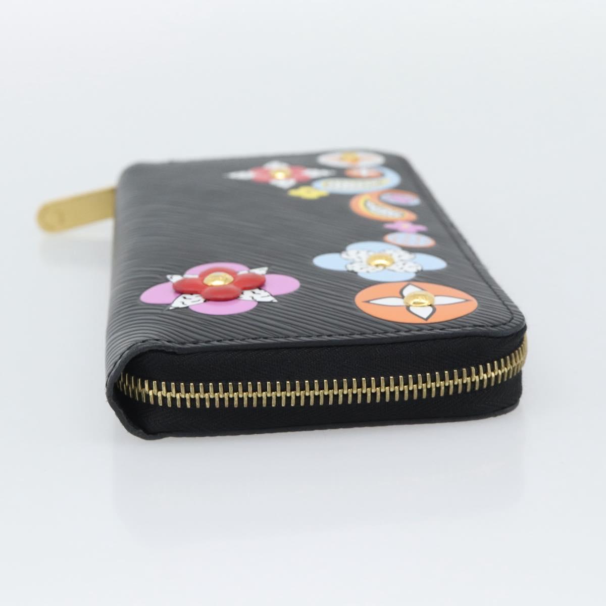 LOUIS VUITTON Epi Flower Zippy Wallet Long Wallet Black M62296 LV Auth 192465V