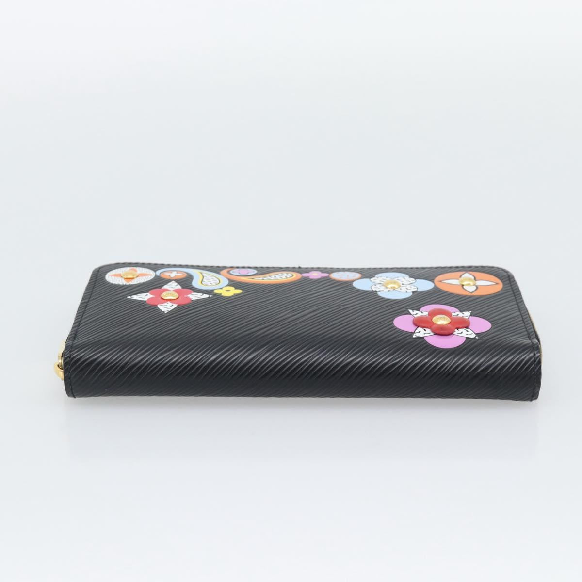 LOUIS VUITTON Epi Flower Zippy Wallet Long Wallet Black M62296 LV Auth 192465V