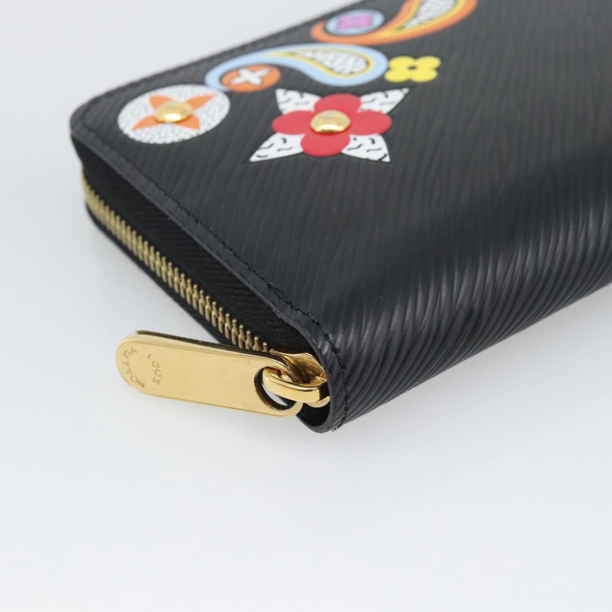 LOUIS VUITTON Epi Flower Zippy Wallet Long Wallet Black M62296 LV Auth 192465V