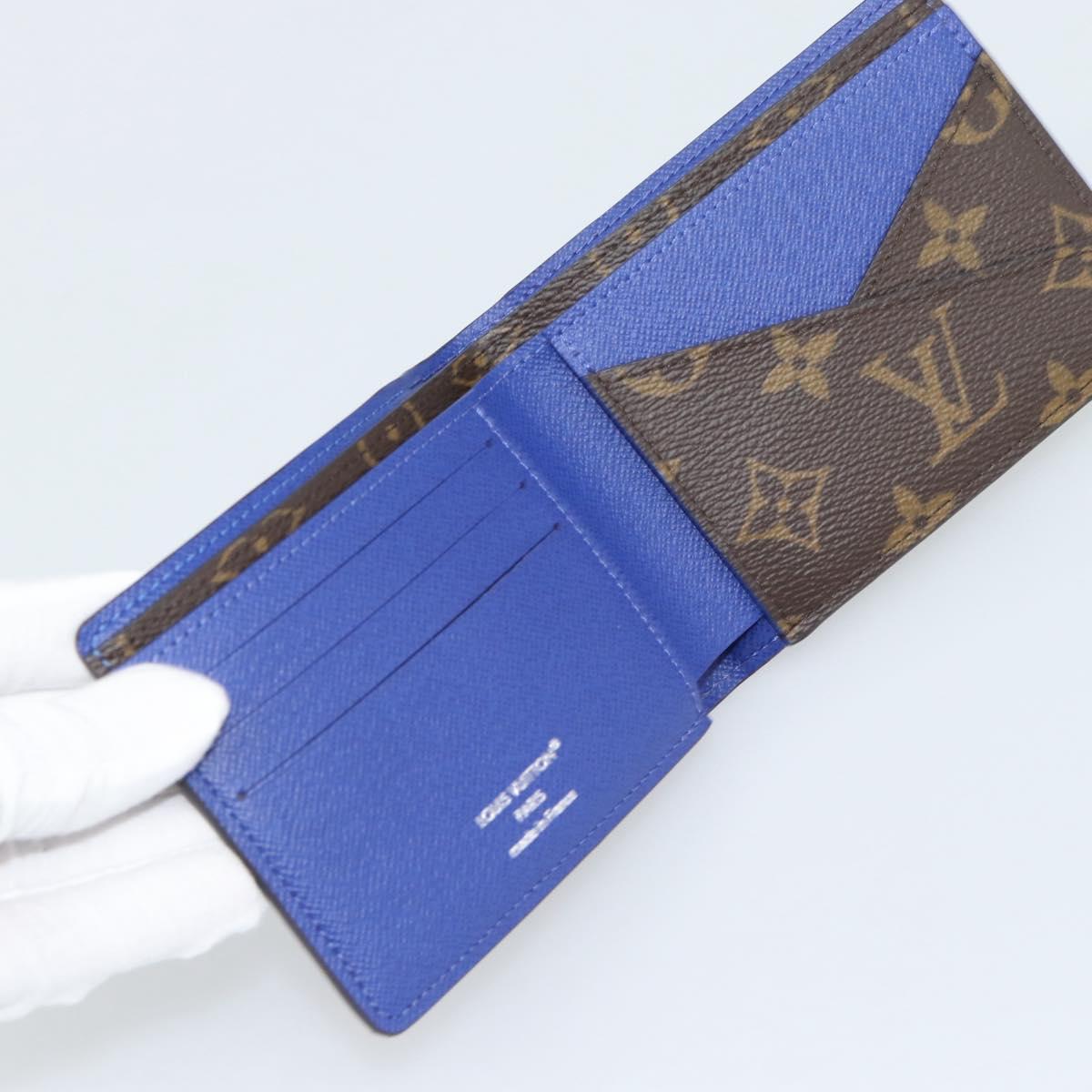 LOUIS VUITTON Monogram Macassar Portefeuille Multipull Wallet Blue Auth 192469M