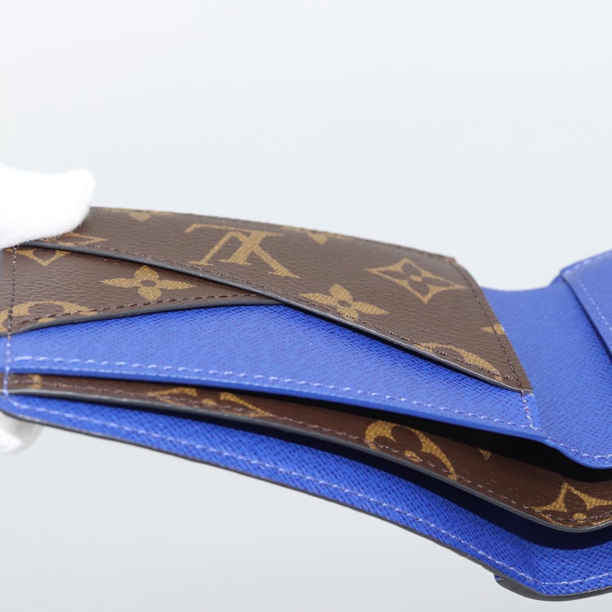 LOUIS VUITTON Monogram Macassar Portefeuille Multipull Wallet Blue Auth 192469M