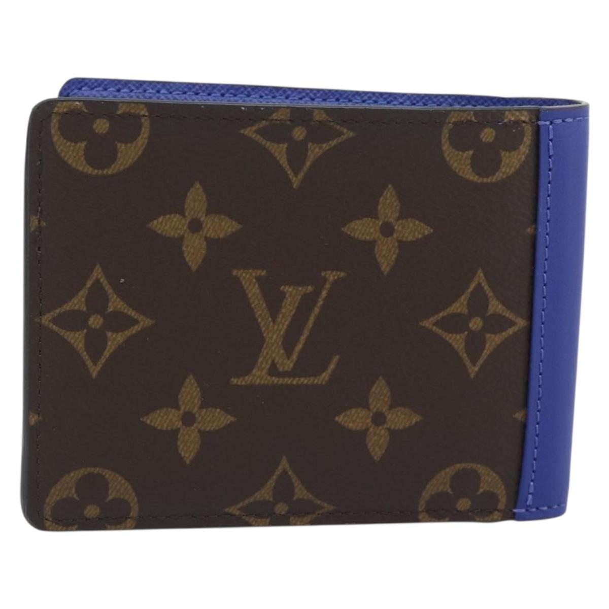 LOUIS VUITTON Monogram Macassar Portefeuille Multipull Wallet Blue Auth 192469M