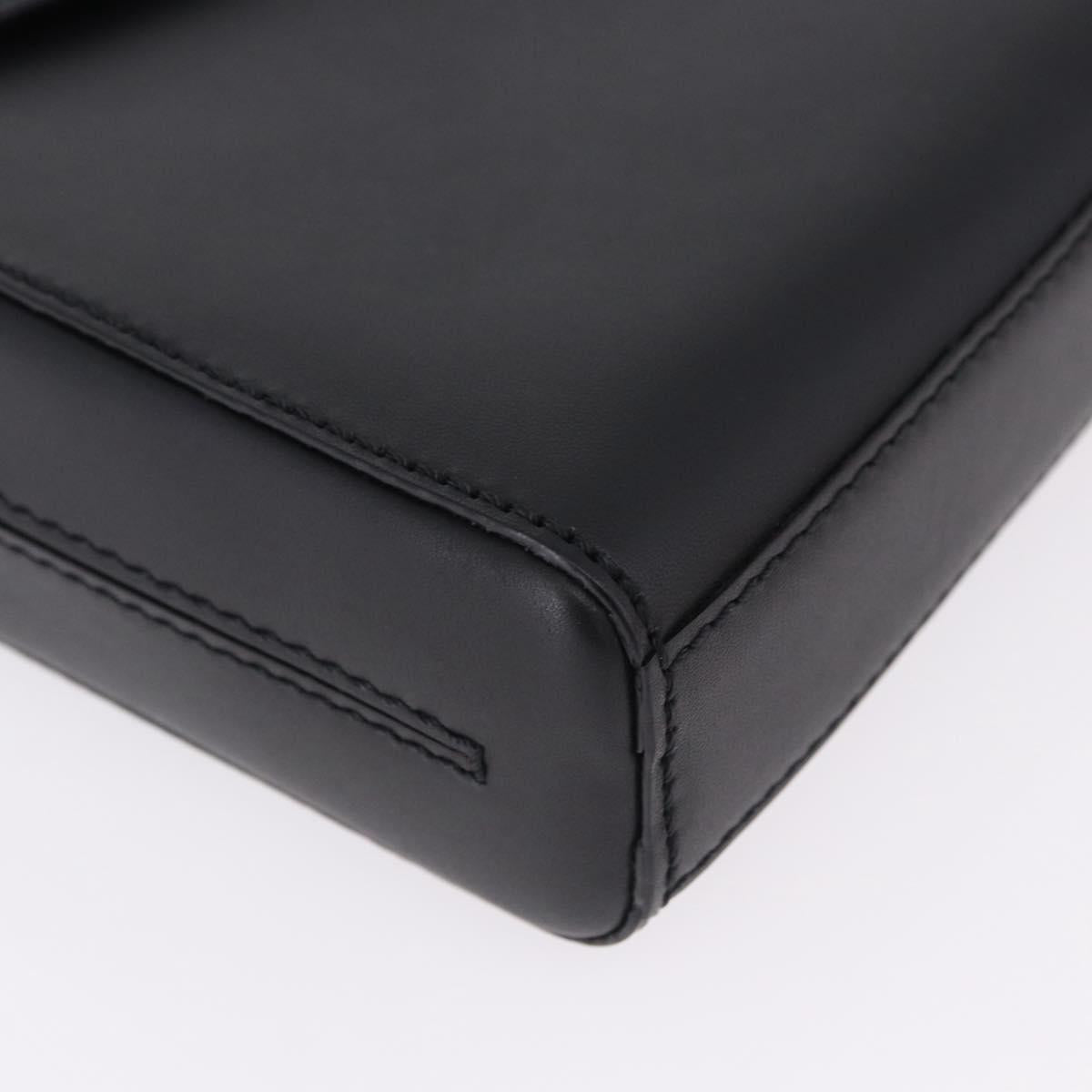 LOEWE Anagram Hand Bag Leather Black Silver Auth 192474V