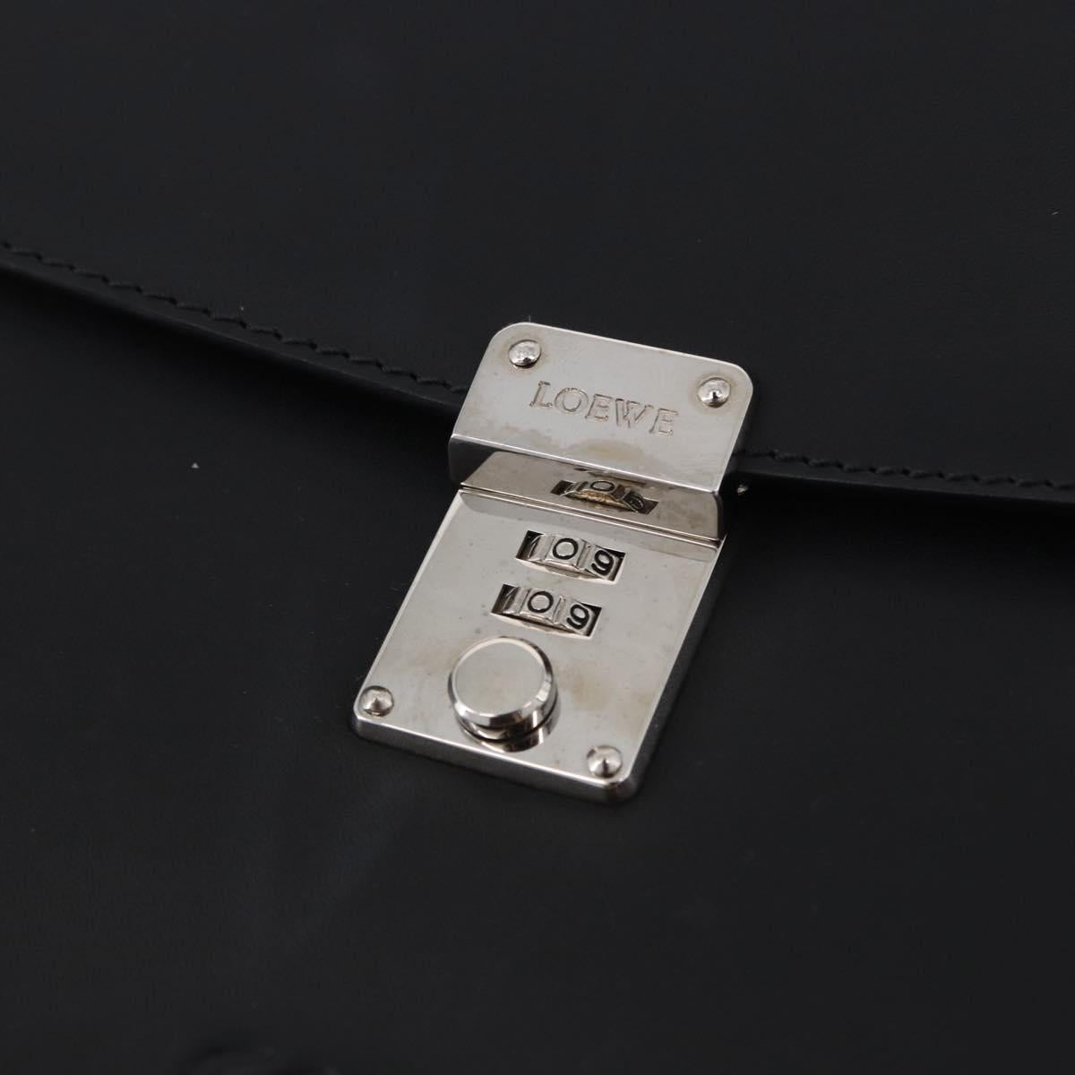 LOEWE Anagram Hand Bag Leather Black Silver Auth 192474V