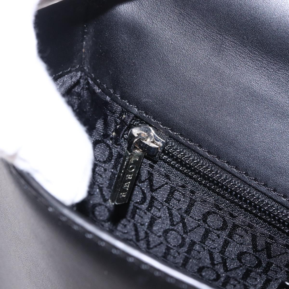 LOEWE Anagram Hand Bag Leather Black Silver Auth 192474V