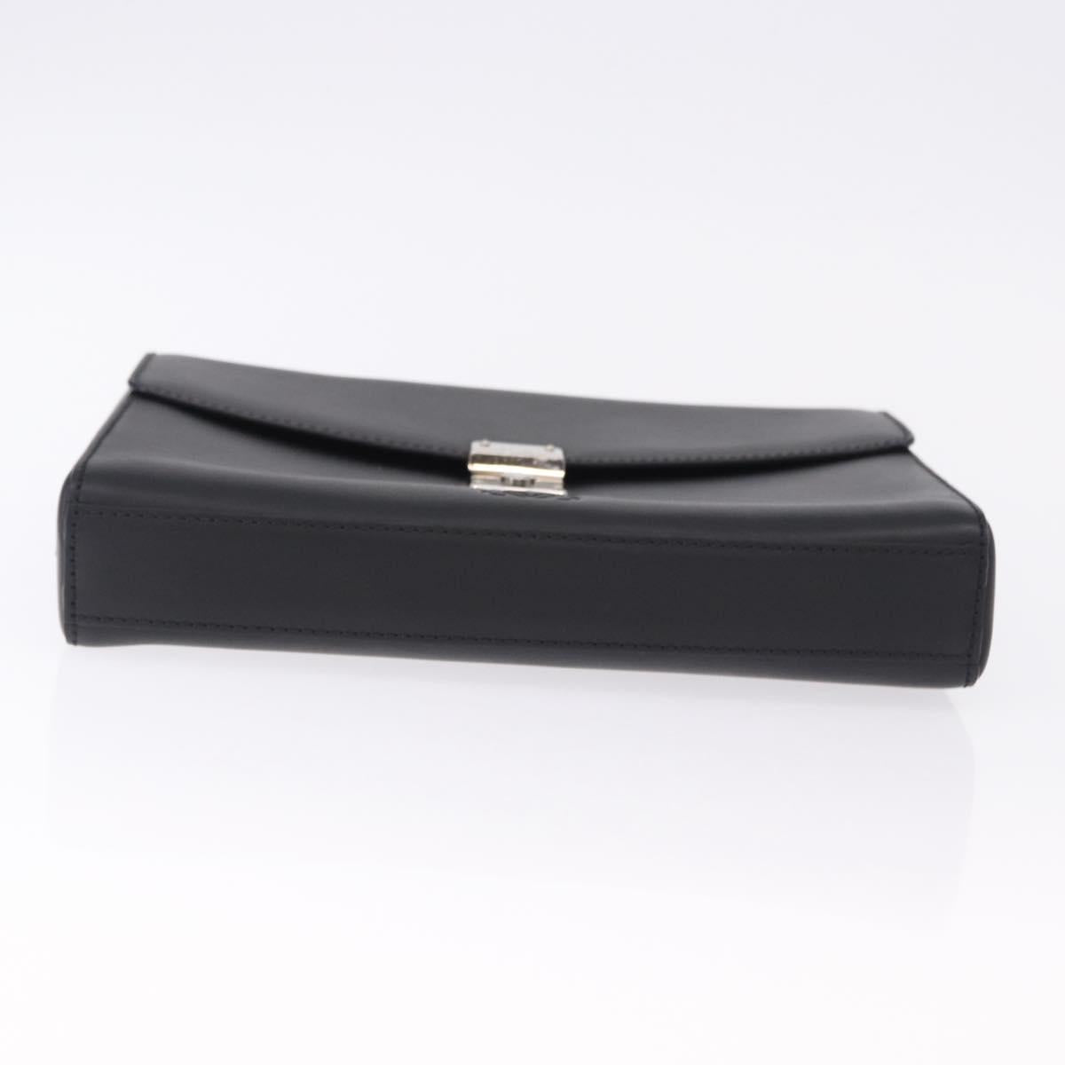LOEWE Anagram Hand Bag Leather Black Silver Auth 192474V