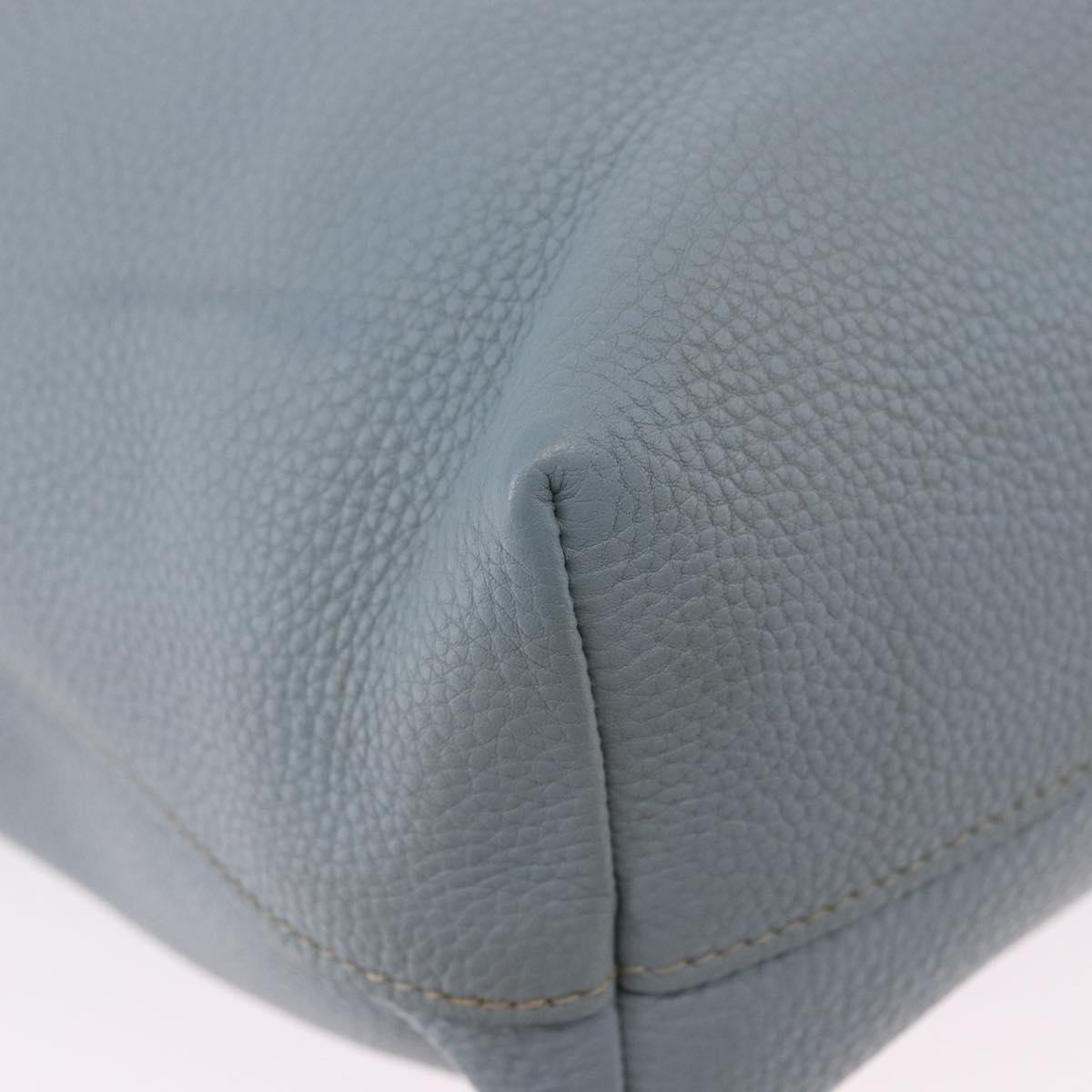 PRADA Tote Bag Leather 2way Light Blue Gold Auth 192481A
