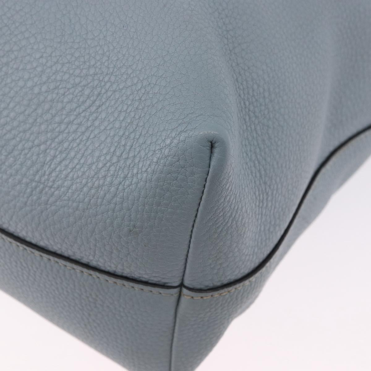 PRADA Tote Bag Leather 2way Light Blue Gold Auth 192481A
