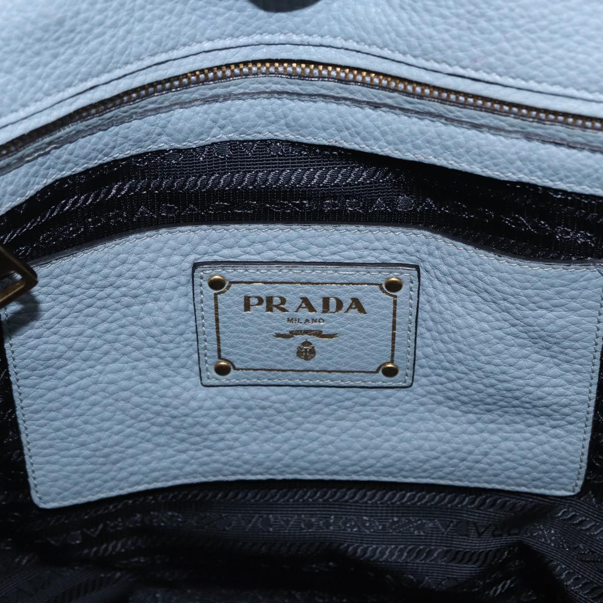 PRADA Tote Bag Leather 2way Light Blue Gold Auth 192481A