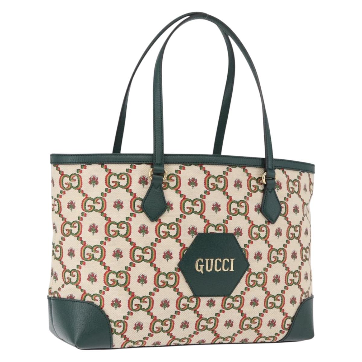 GUCCI Ofidia Tote Bag Canvas Green Gold 676681 Auth 192482V