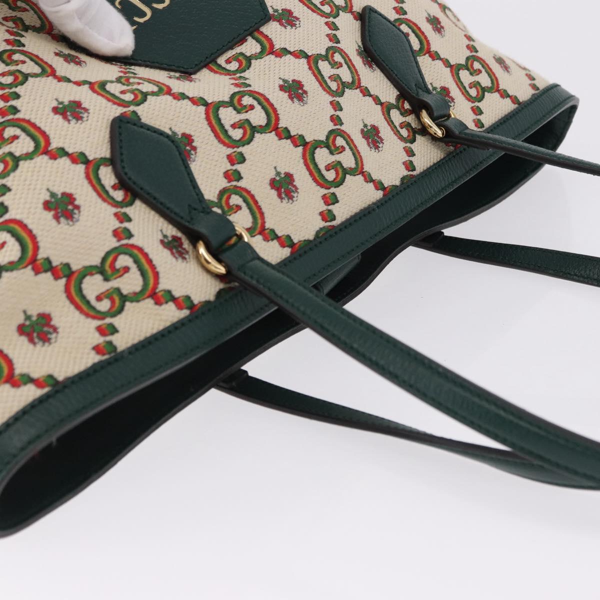 GUCCI Ofidia Tote Bag Canvas Green Gold 676681 Auth 192482V