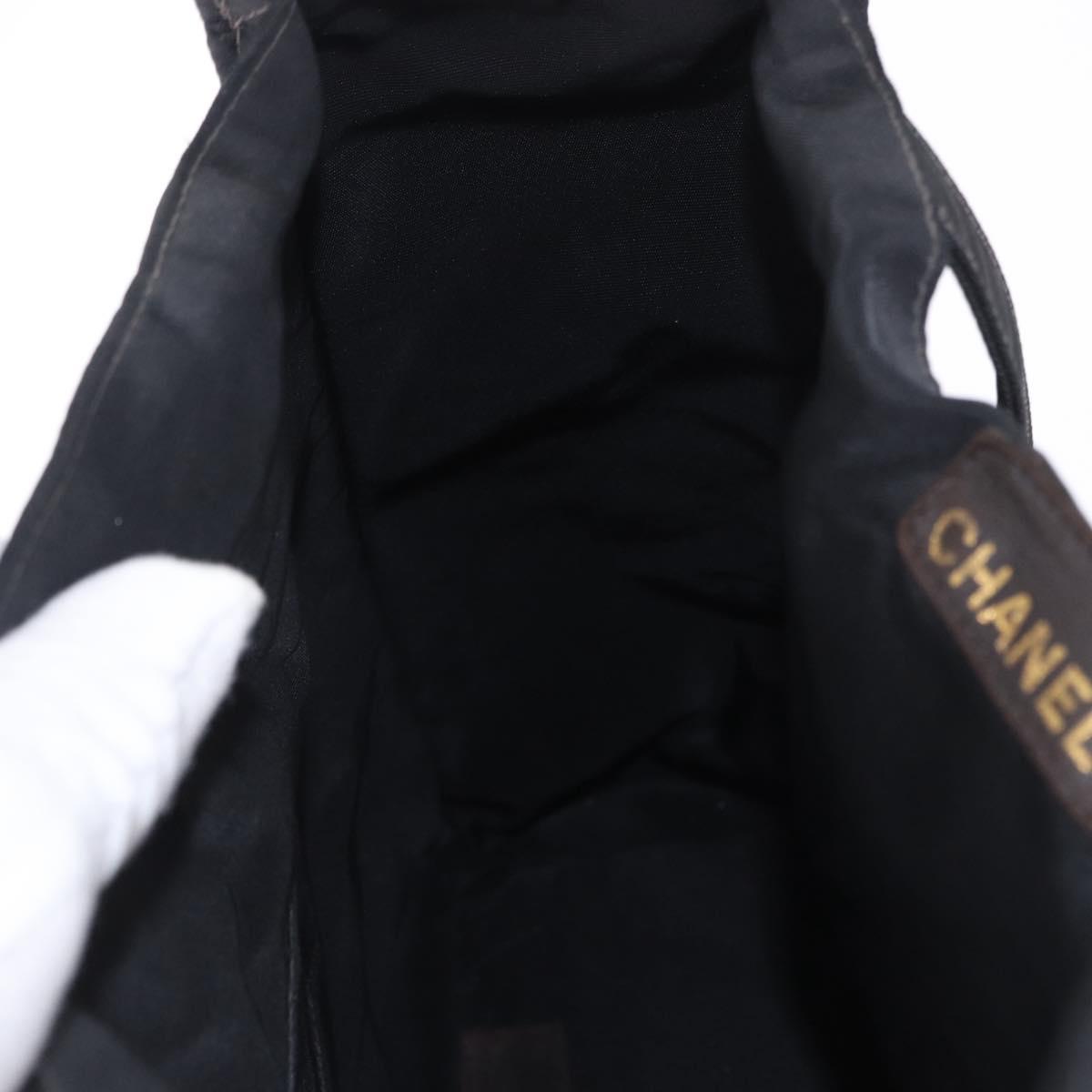 CHANEL Tote Bag Nylon Black Gold CC Auth 192486A