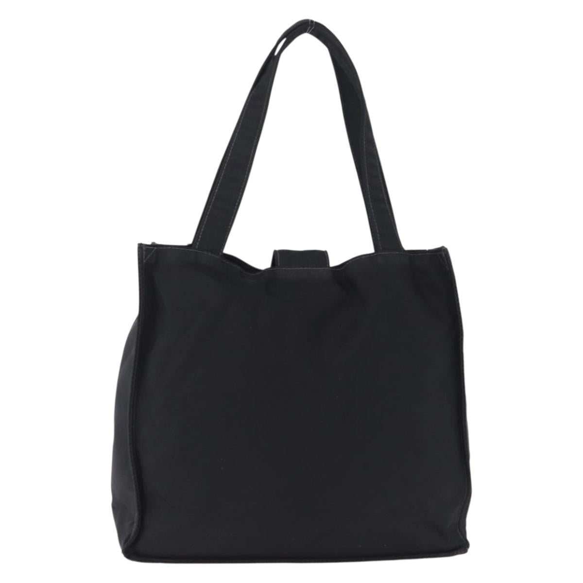 CHANEL Tote Bag Nylon Black Gold CC Auth 192486A