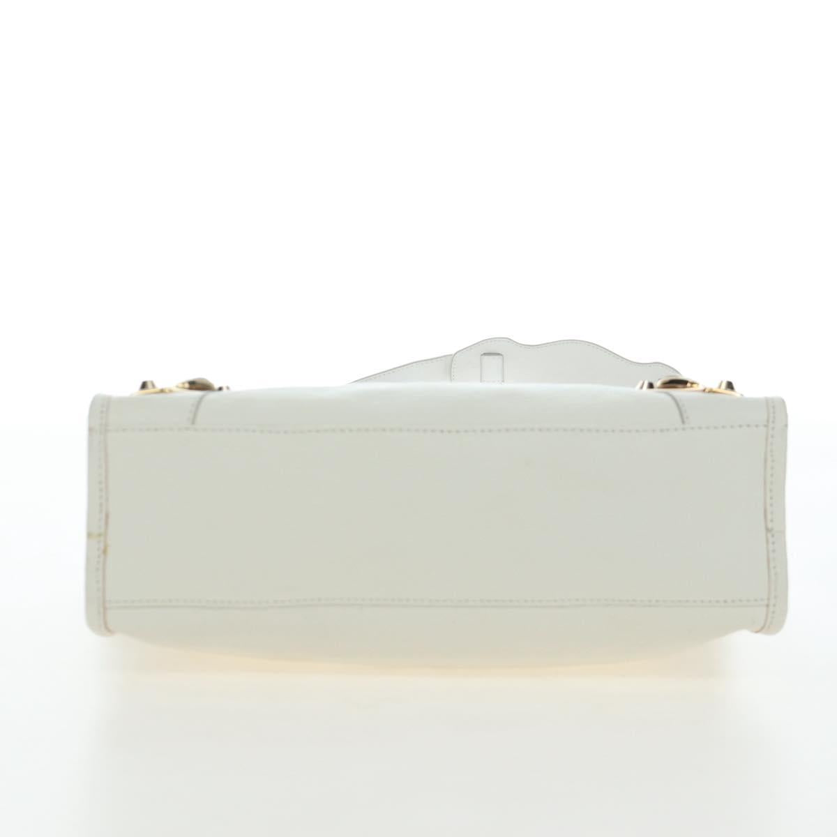 BALENCIAGA Classic Metallic Edge City Bag Leather 2way White 432831 Auth 192488M