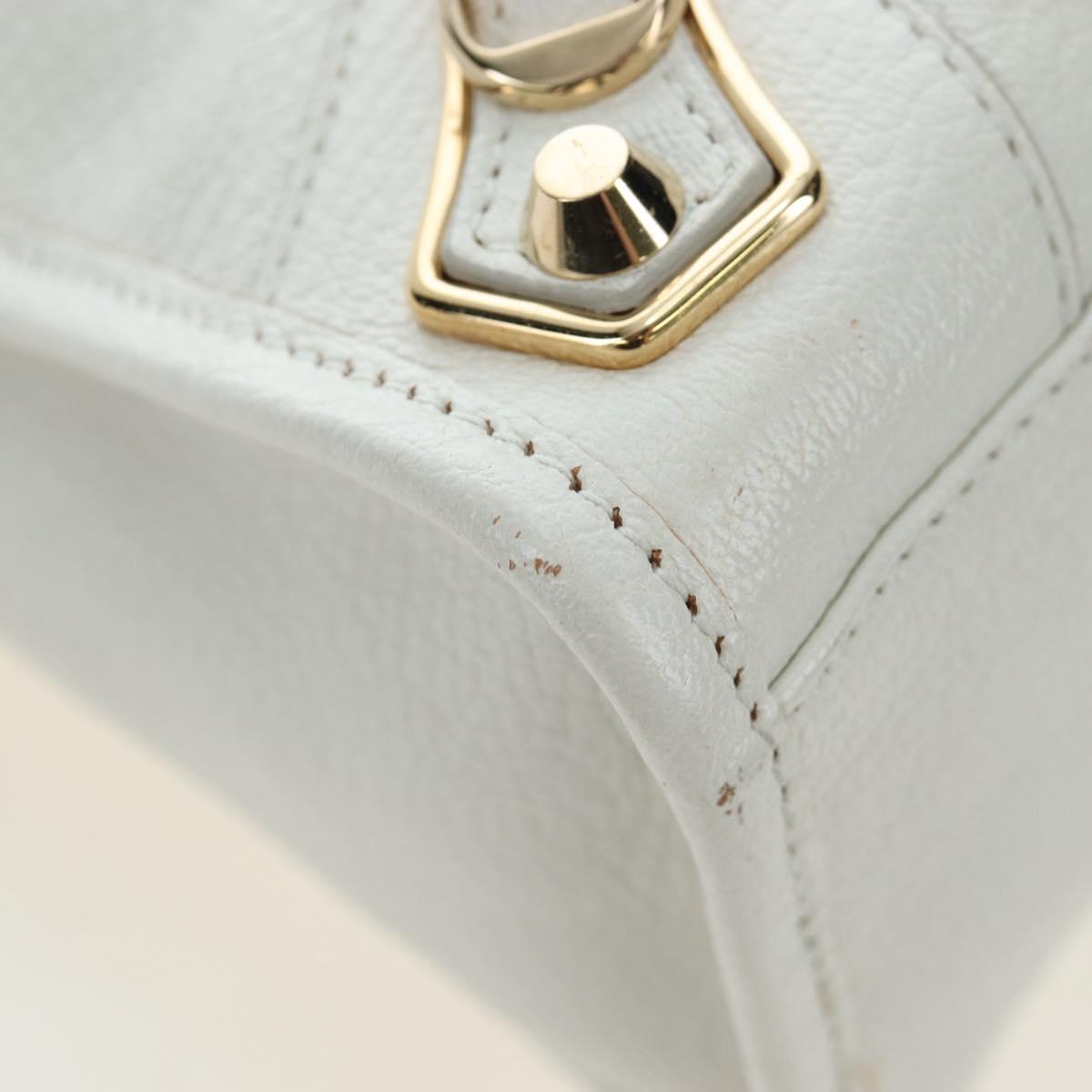 BALENCIAGA Classic Metallic Edge City Bag Leather 2way White 432831 Auth 192488M