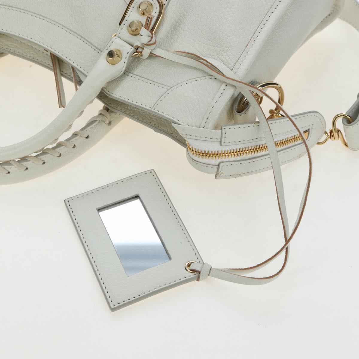 BALENCIAGA Classic Metallic Edge City Bag Leather 2way White 432831 Auth 192488M