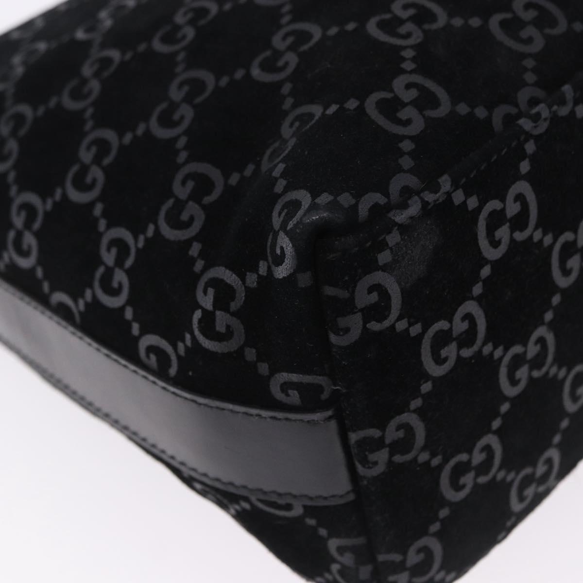 GUCCI GG Canvas Shoulder Bag Suede Black Silver 000 0602 Auth 192489A