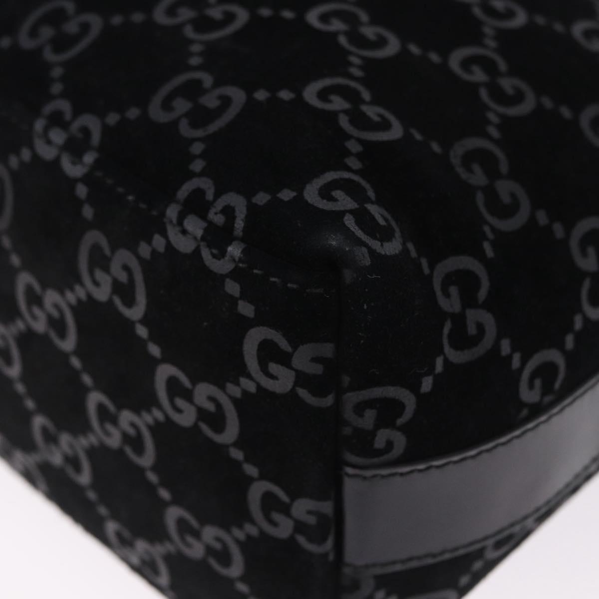 GUCCI GG Canvas Shoulder Bag Suede Black Silver 000 0602 Auth 192489A