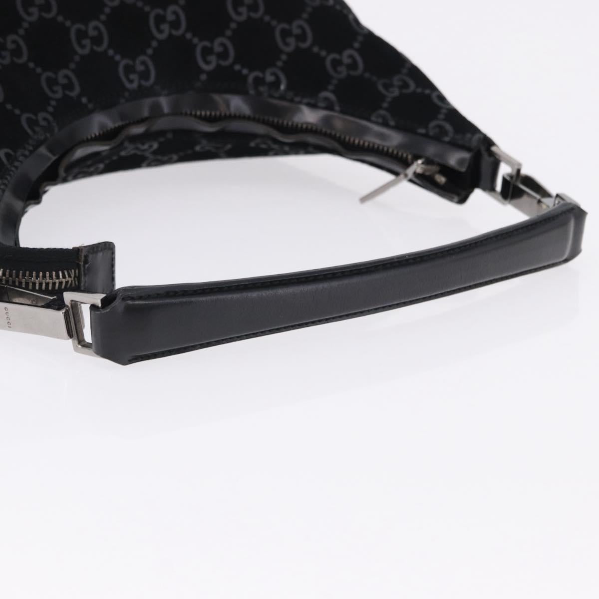 GUCCI GG Canvas Shoulder Bag Suede Black Silver 000 0602 Auth 192489A