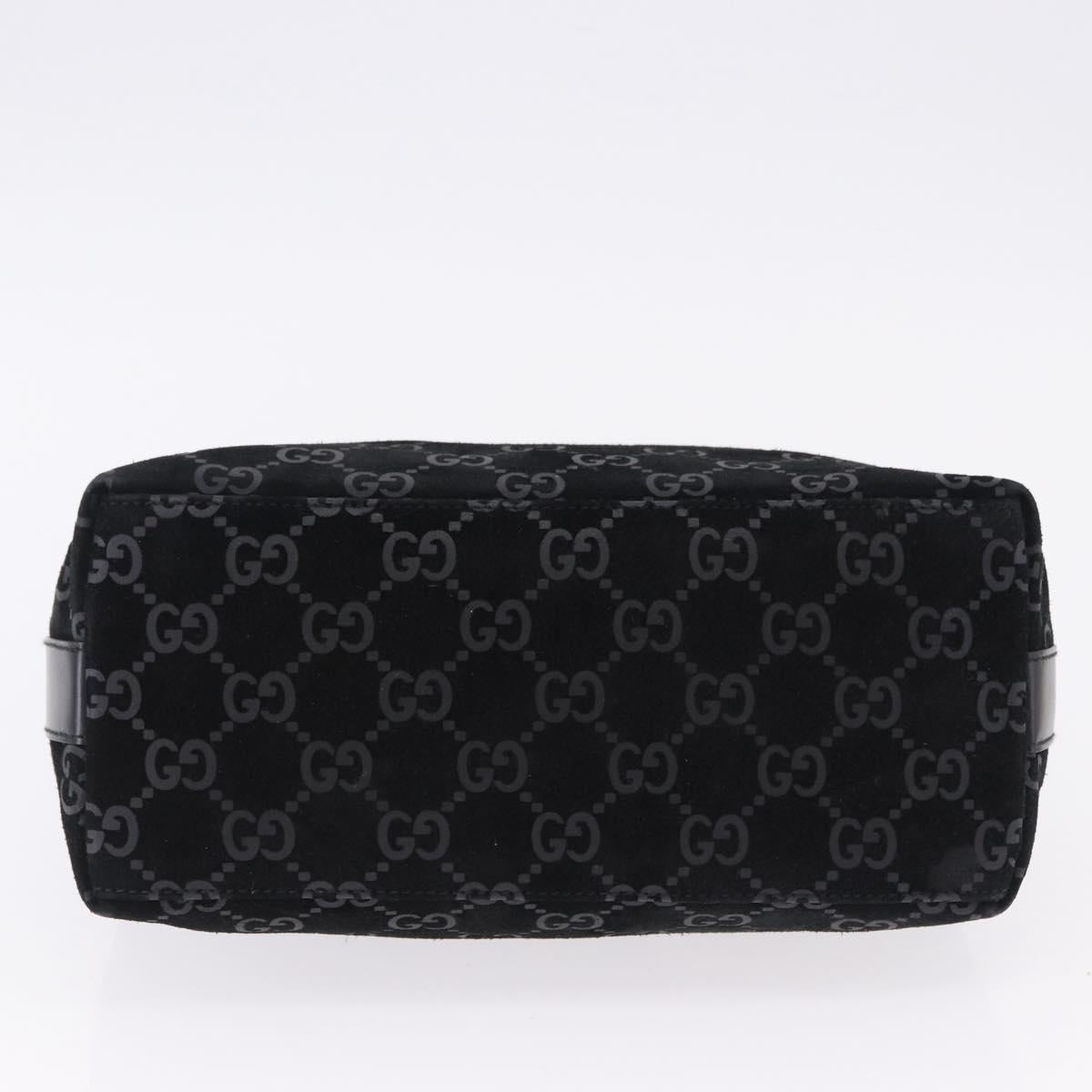 GUCCI GG Canvas Shoulder Bag Suede Black Silver 000 0602 Auth 192489A