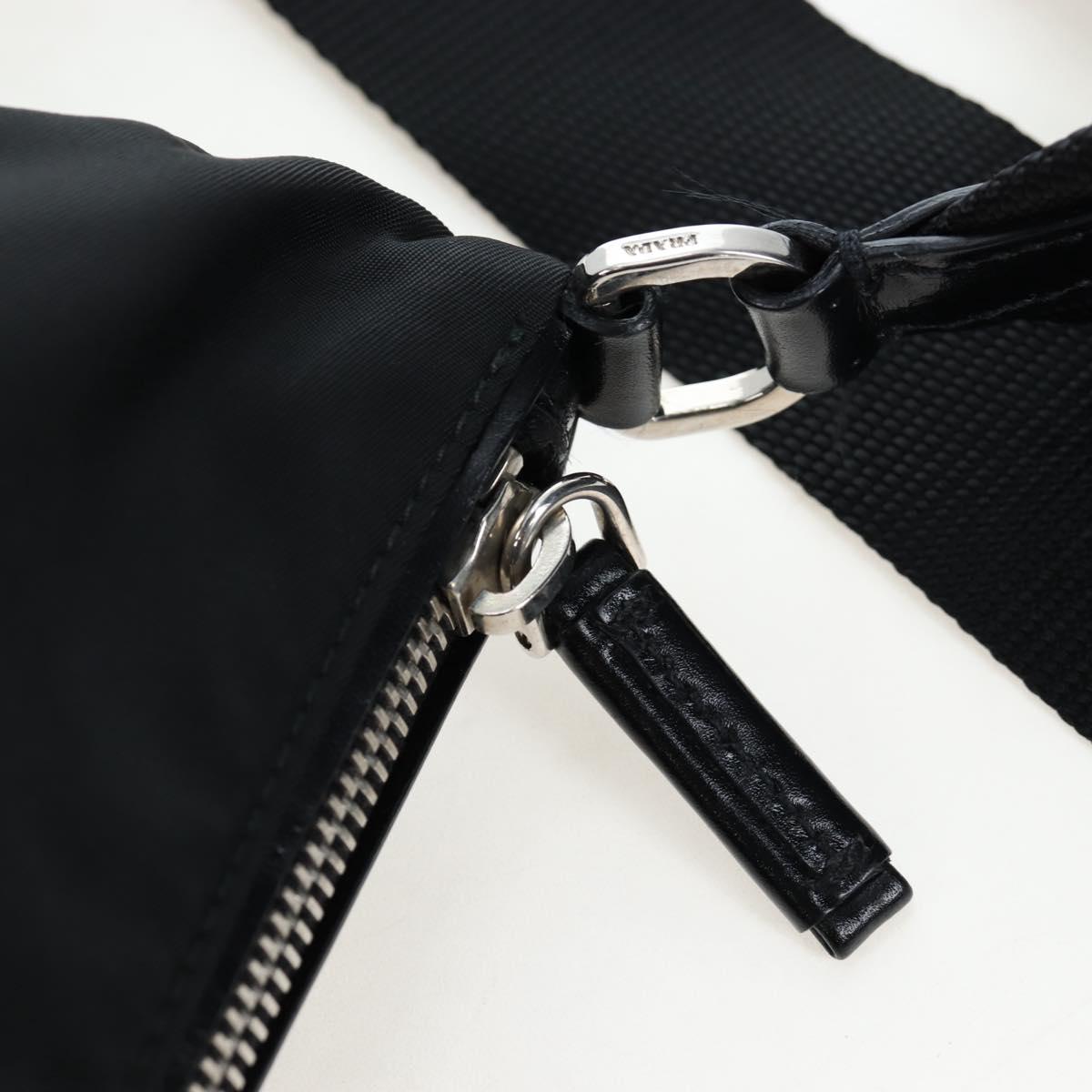 PRADA Shoulder Bag Nylon Black Silver Auth 192490V