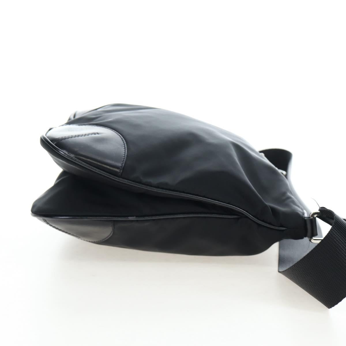 PRADA Shoulder Bag Nylon Black Silver Auth 192490V