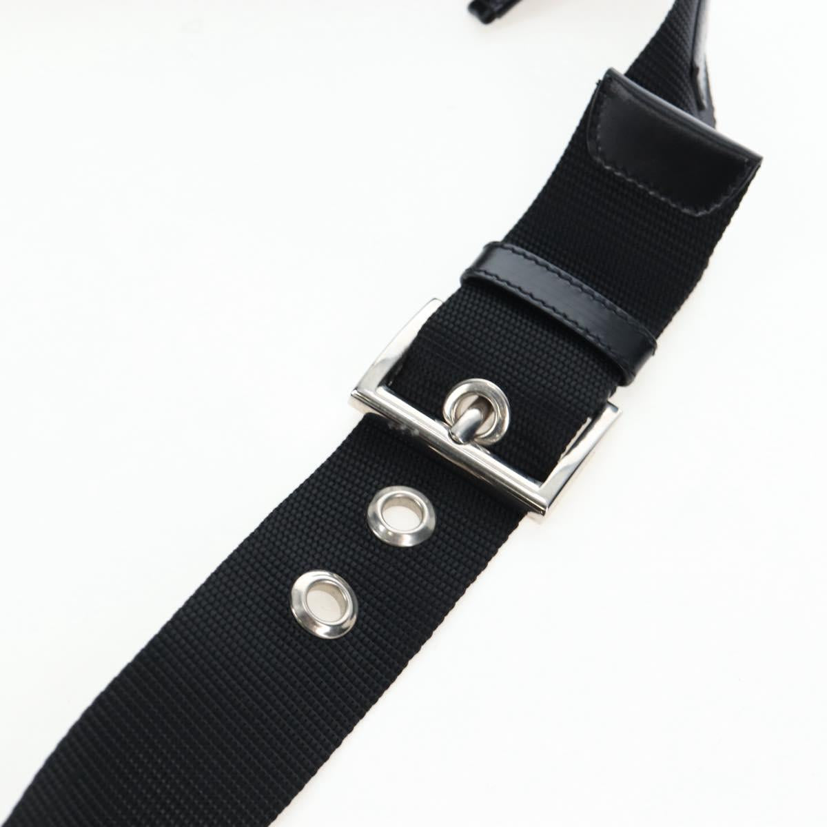 PRADA Shoulder Bag Nylon Black Silver Auth 192490V