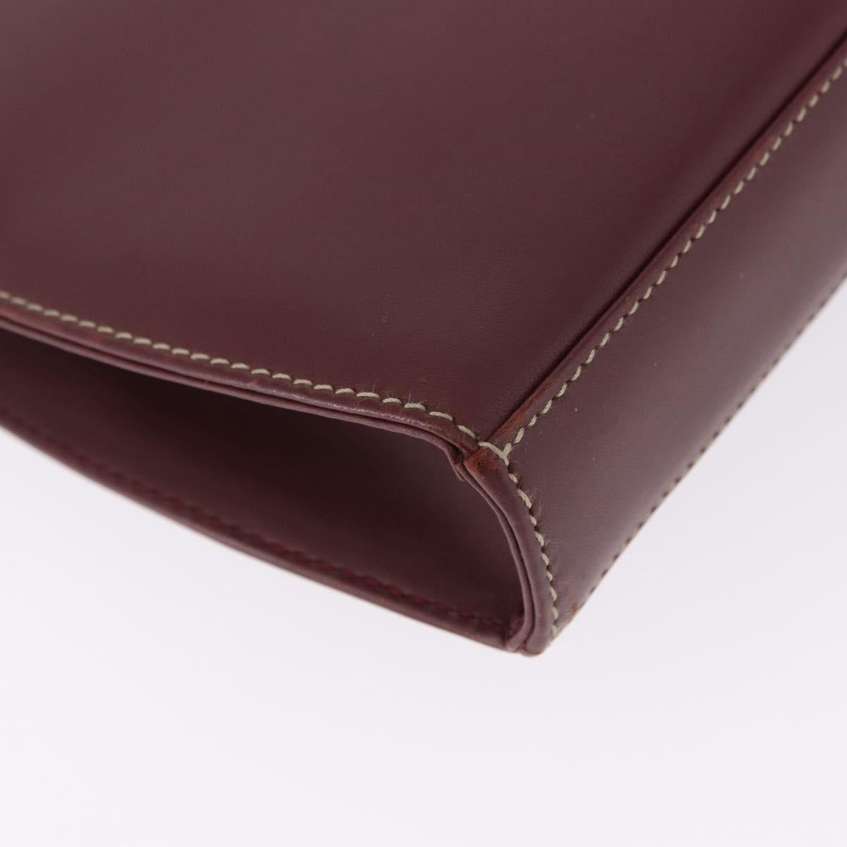 CARTIER Must Line Clutch Bag Leather Bordeaux Gold Auth 192492