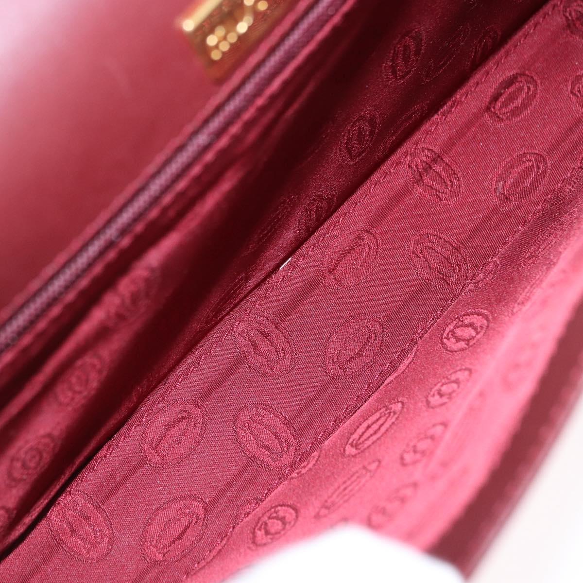 CARTIER Must Line Clutch Bag Leather Bordeaux Gold Auth 192492