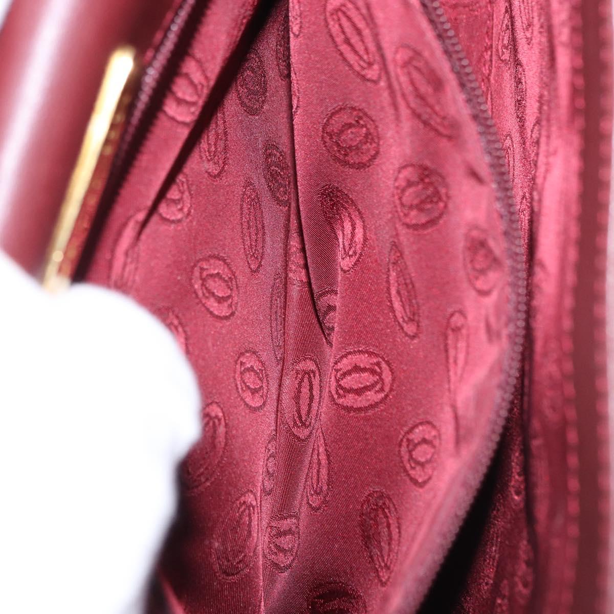 CARTIER Must Line Clutch Bag Leather Bordeaux Gold Auth 192492