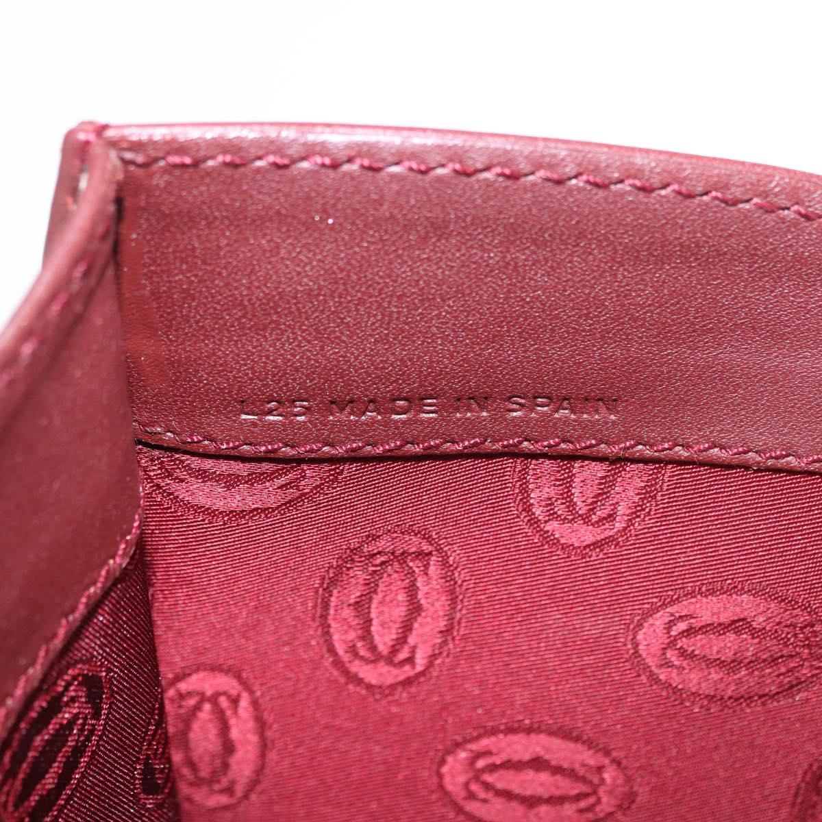 CARTIER Must Line Clutch Bag Leather Bordeaux Gold Auth 192492