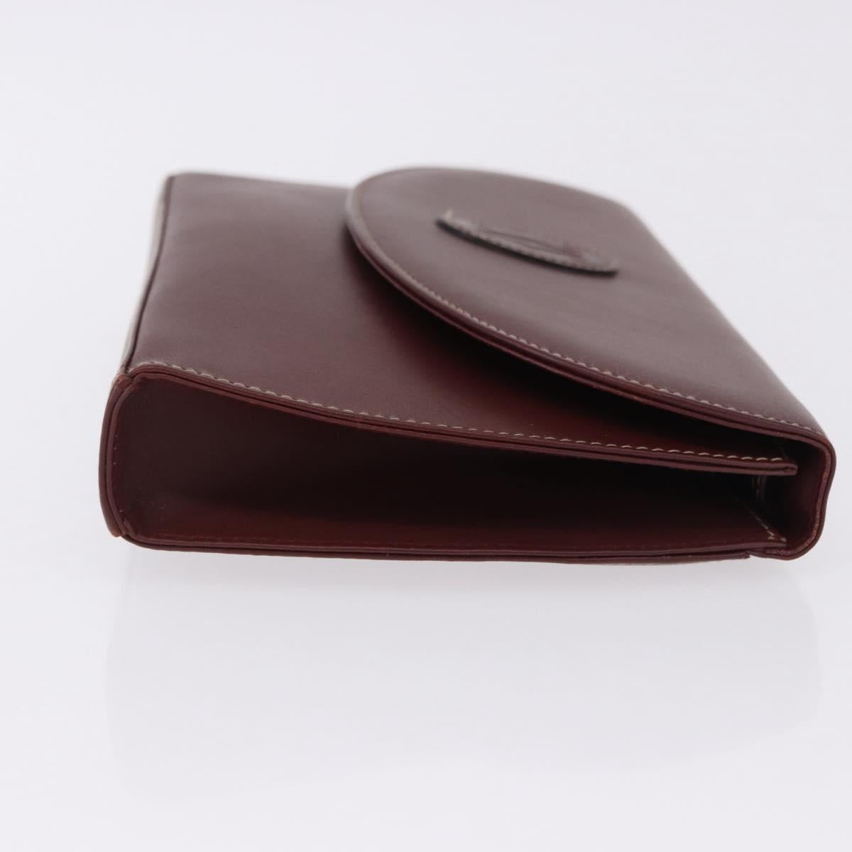 CARTIER Must Line Clutch Bag Leather Bordeaux Gold Auth 192492