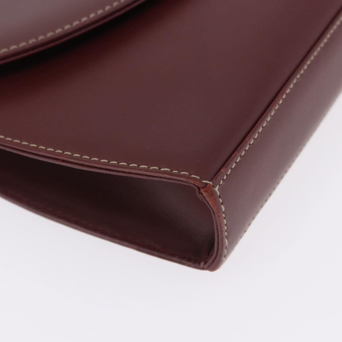 CARTIER Must Line Clutch Bag Leather Bordeaux Gold Auth 192492
