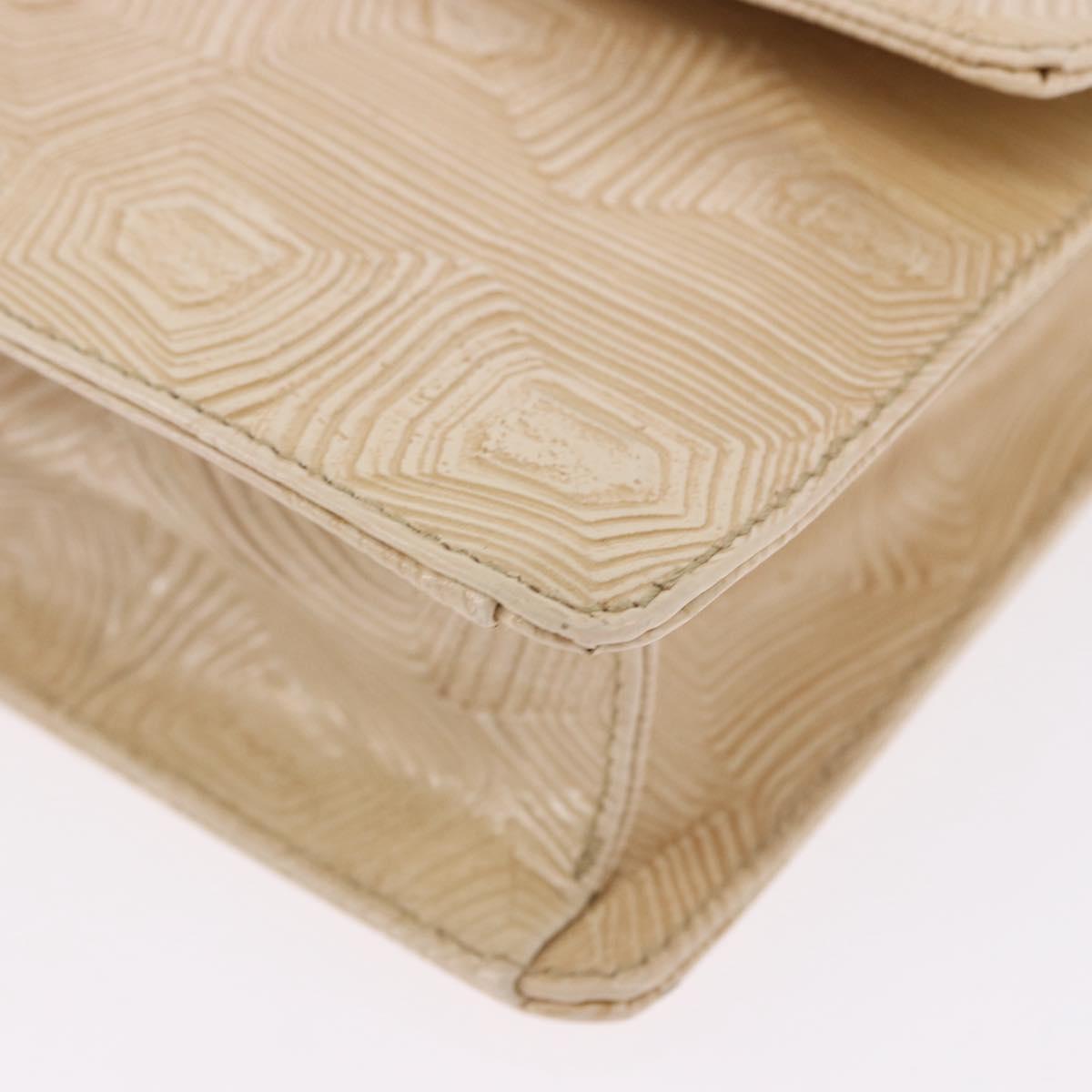 PRADA Hand Bag Tartaruga Embossed Leather Ivory Silver Auth 192493A