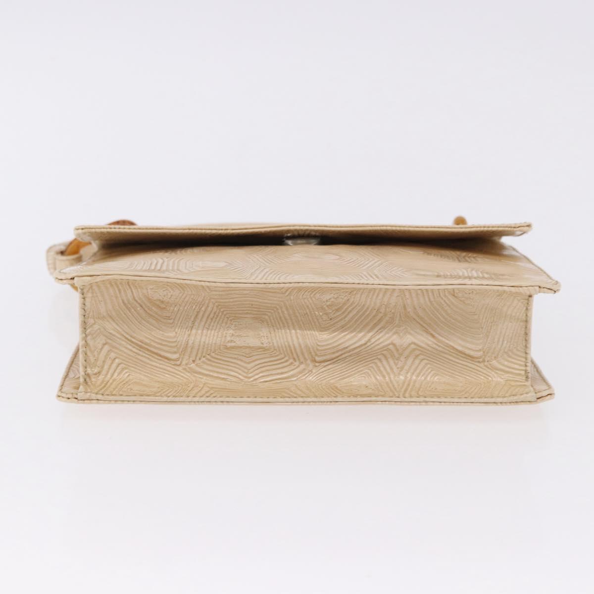 PRADA Hand Bag Tartaruga Embossed Leather Ivory Silver Auth 192493A