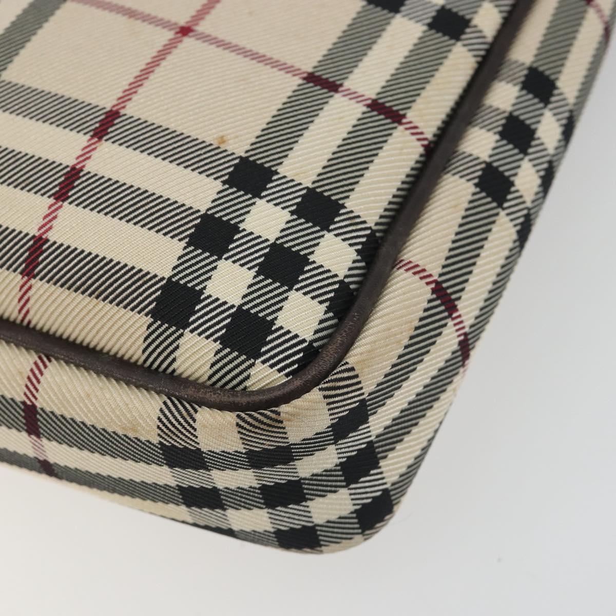 BURBERRY Nova Check Shoulder Bag Canvas Beige Silver Auth 192504