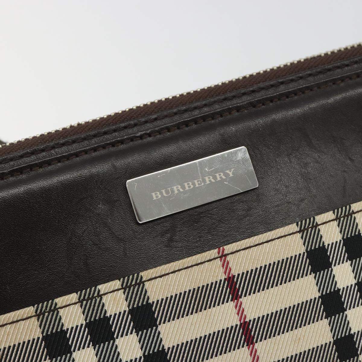 BURBERRY Nova Check Shoulder Bag Canvas Beige Silver Auth 192504