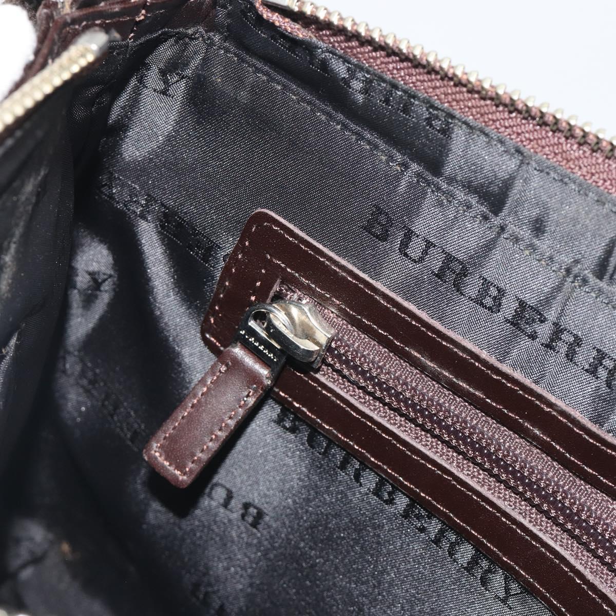 BURBERRY Nova Check Shoulder Bag Canvas Beige Silver Auth 192504