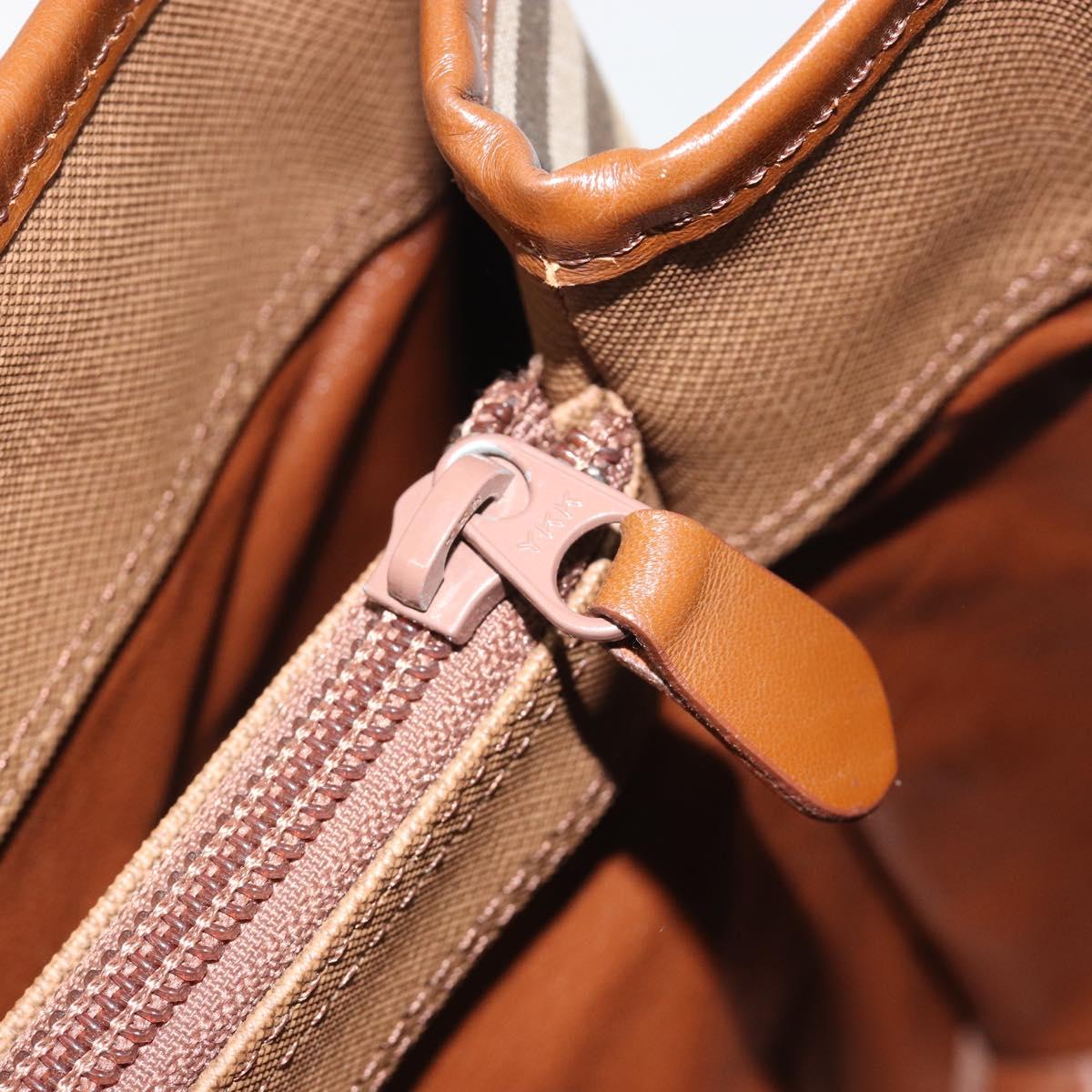 Burberrys Nova Check Hand Bag Canvas Beige Gold Auth 192506