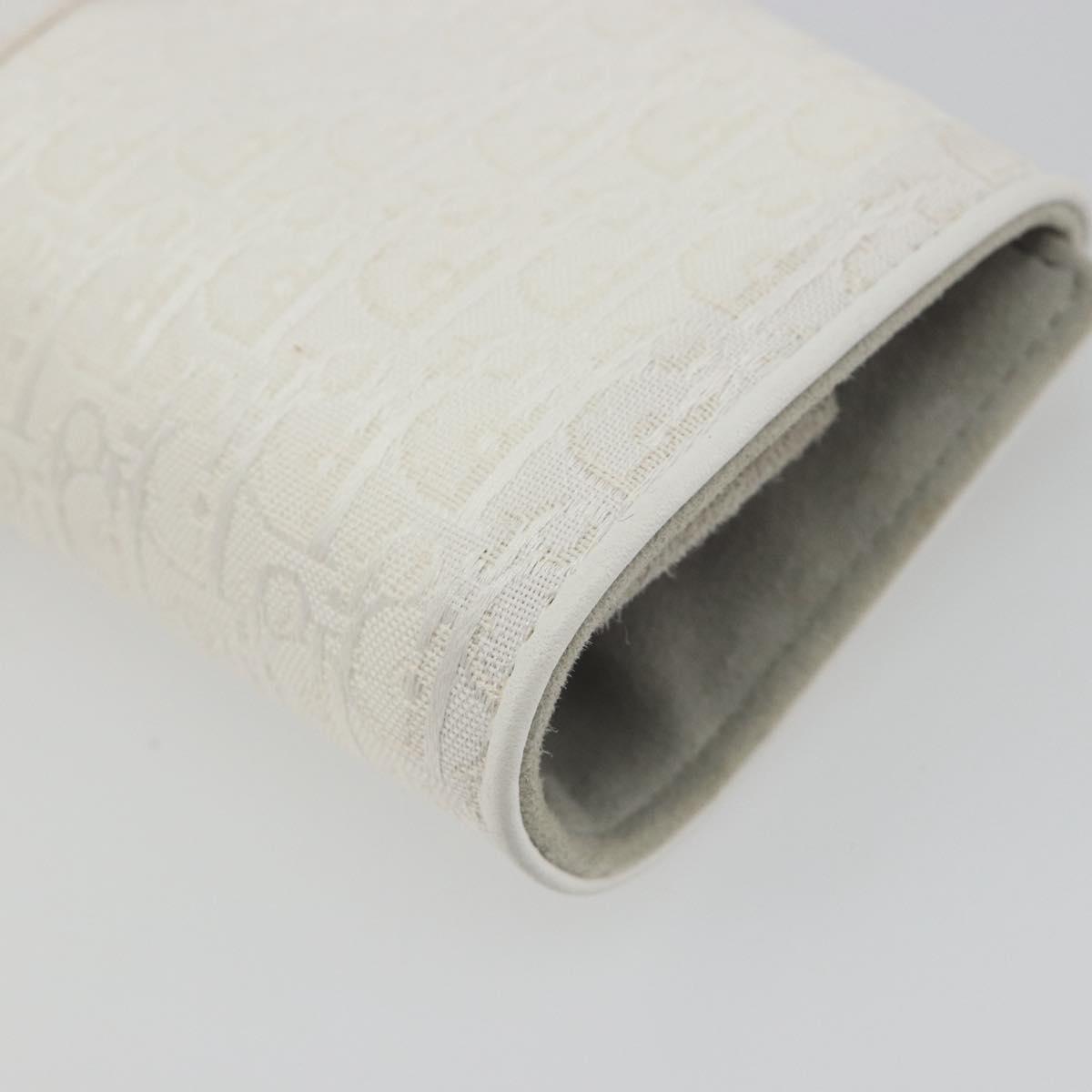 Christian Dior Trotter Canvas Roll Up Pouch White Silver Auth 192517A