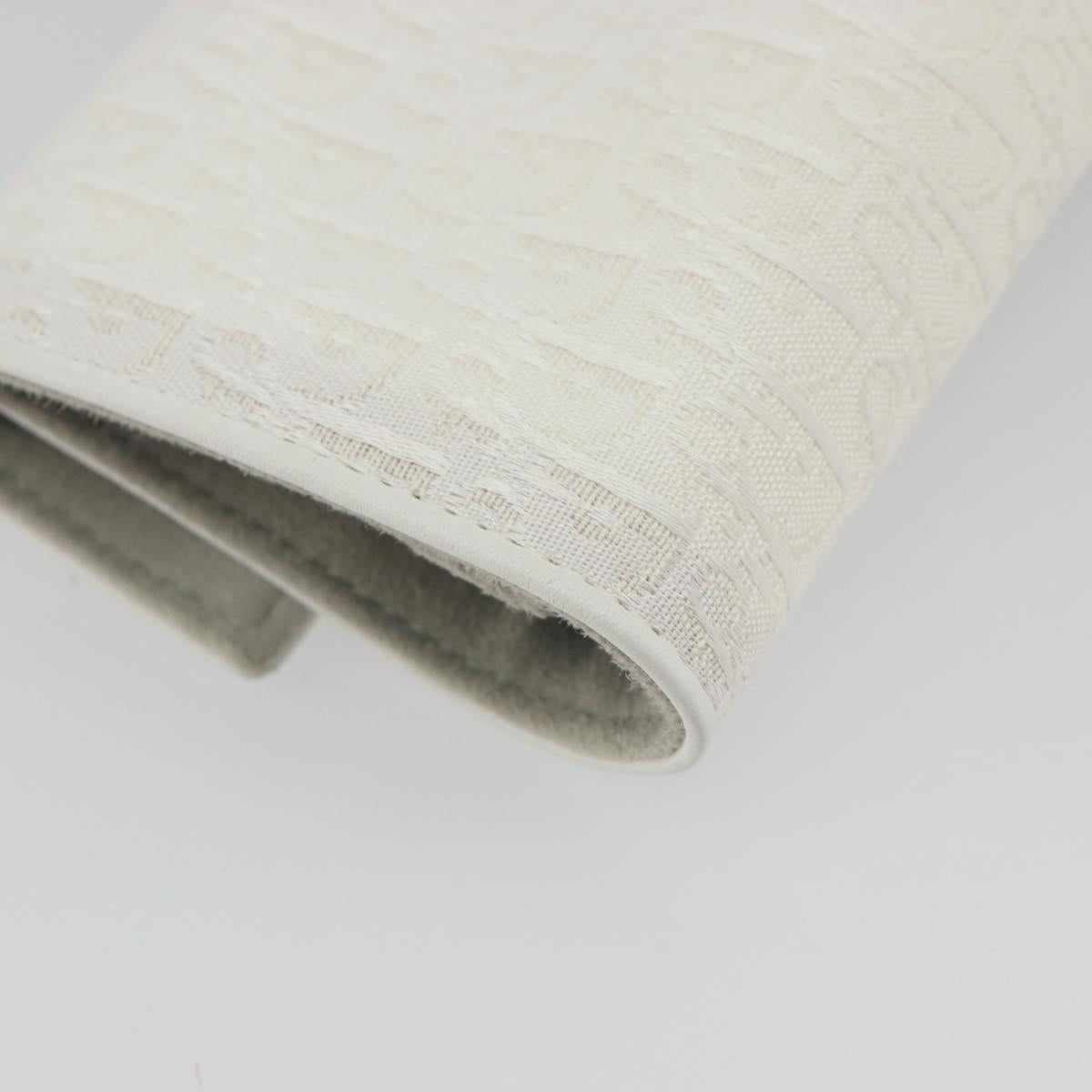 Christian Dior Trotter Canvas Roll Up Pouch White Silver Auth 192517A